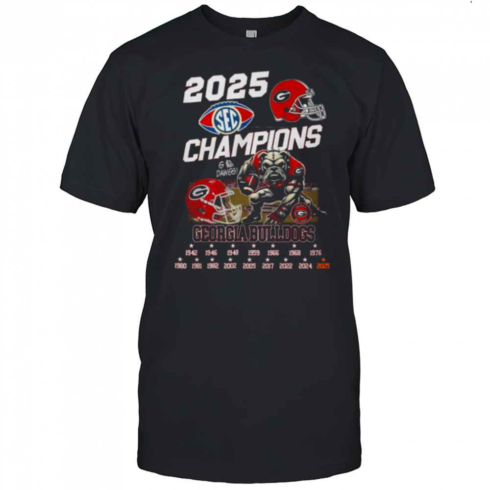 Georgia Bulldogs 2025 SEC Champions Helmet Mascot T Shirt