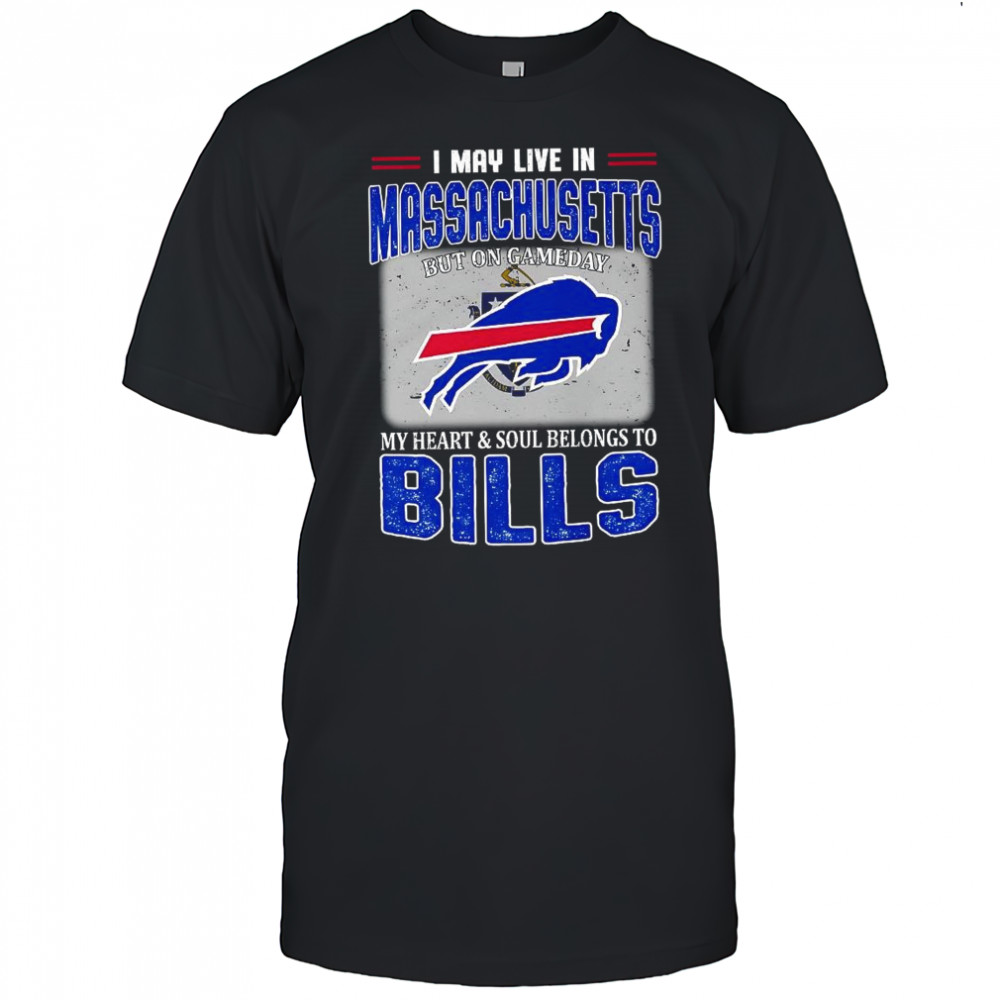I may live in Massachusetts but on gameday my heart and soul belongs to Buffalo Bills flag shirt