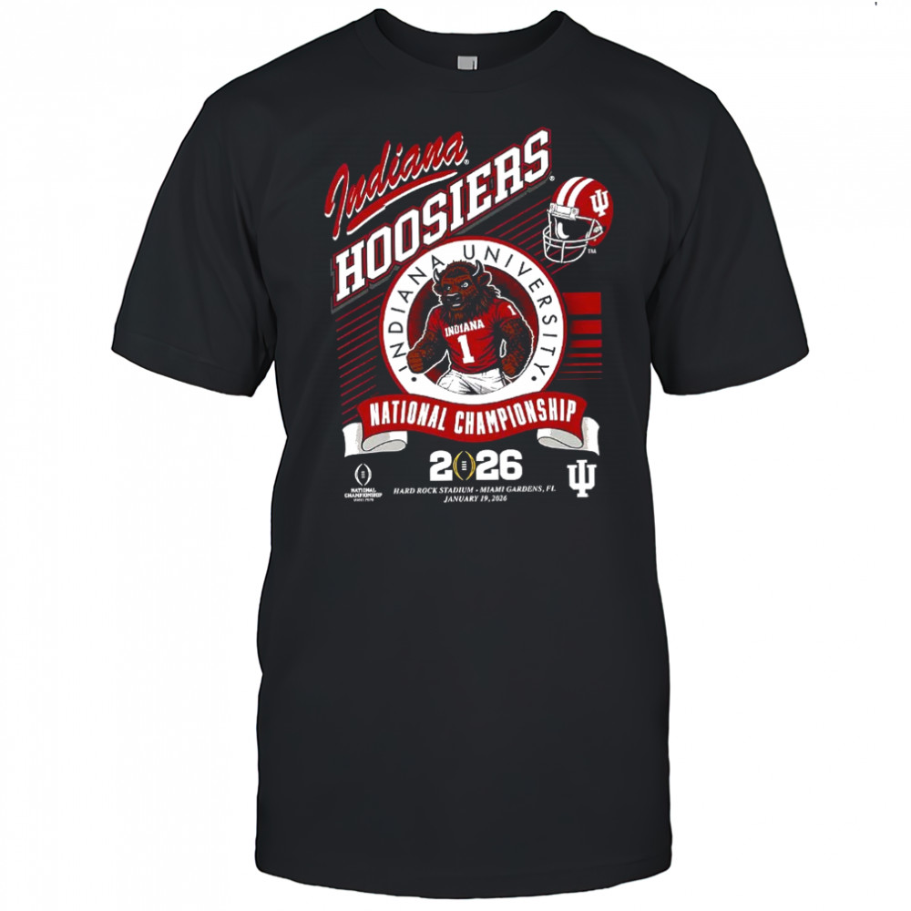 Indiana Hoosiers NCAA CFP National Championship 2026 Hard Rock Stadium mascot helmet shirt
