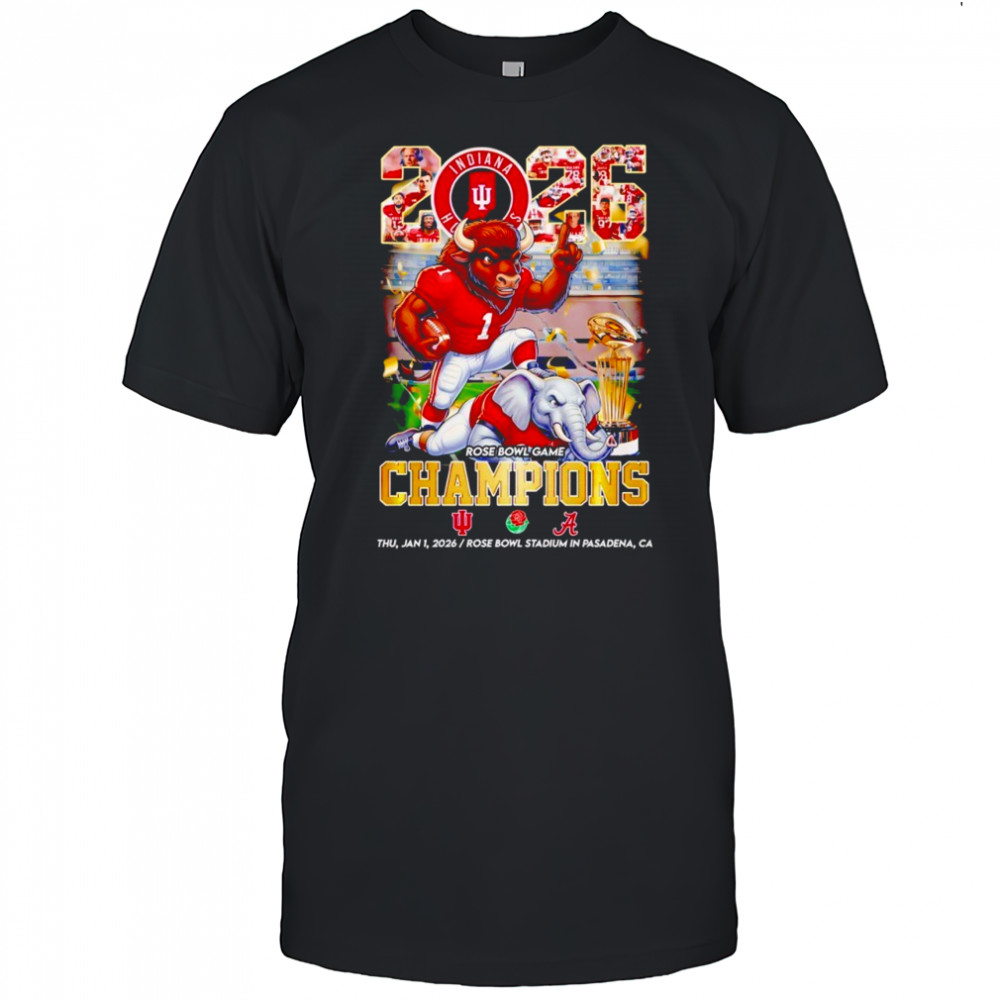 Indiana Hoosiers x Alabama Crimson Tide 2026 Rose Bowl Game Champions Mascot shirt