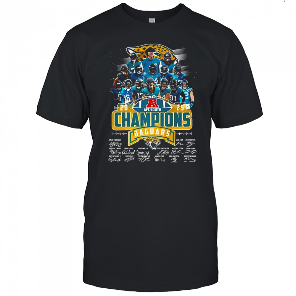 Jacksonville Jaguars AFC South 2025 Champions player college name and signature shirt