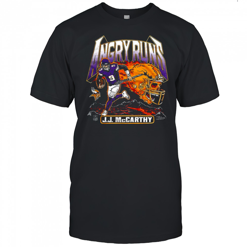 J.J. McCarthy Minnesota Vikings NFL angry runs skull burning shirt