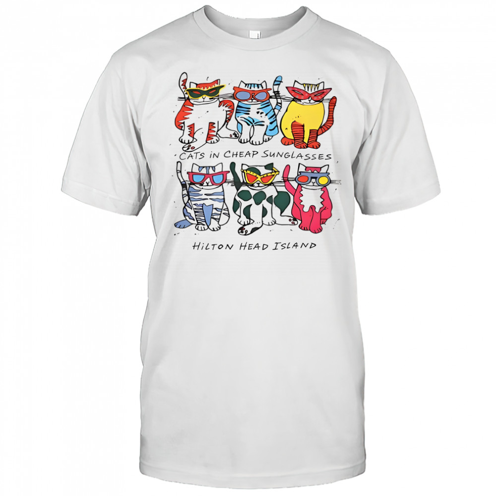 Justin in cheap sunglasses hilton head Island cats graphic shirt