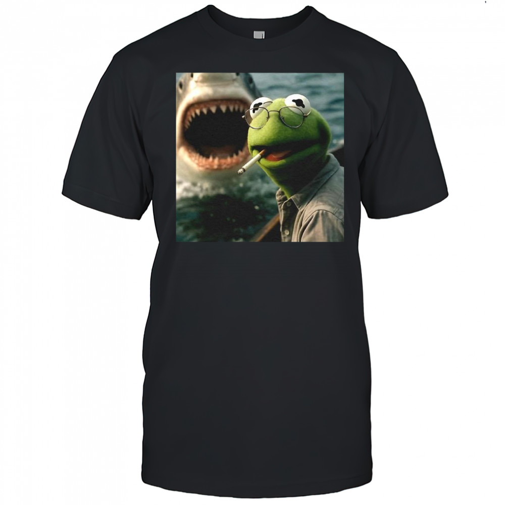 Kermit the Frog smoking Jaws muppet meme shirt