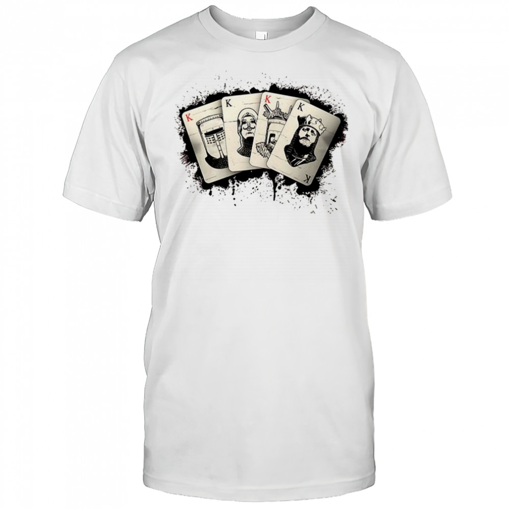 Knights Poker King cards paint splatter shirt