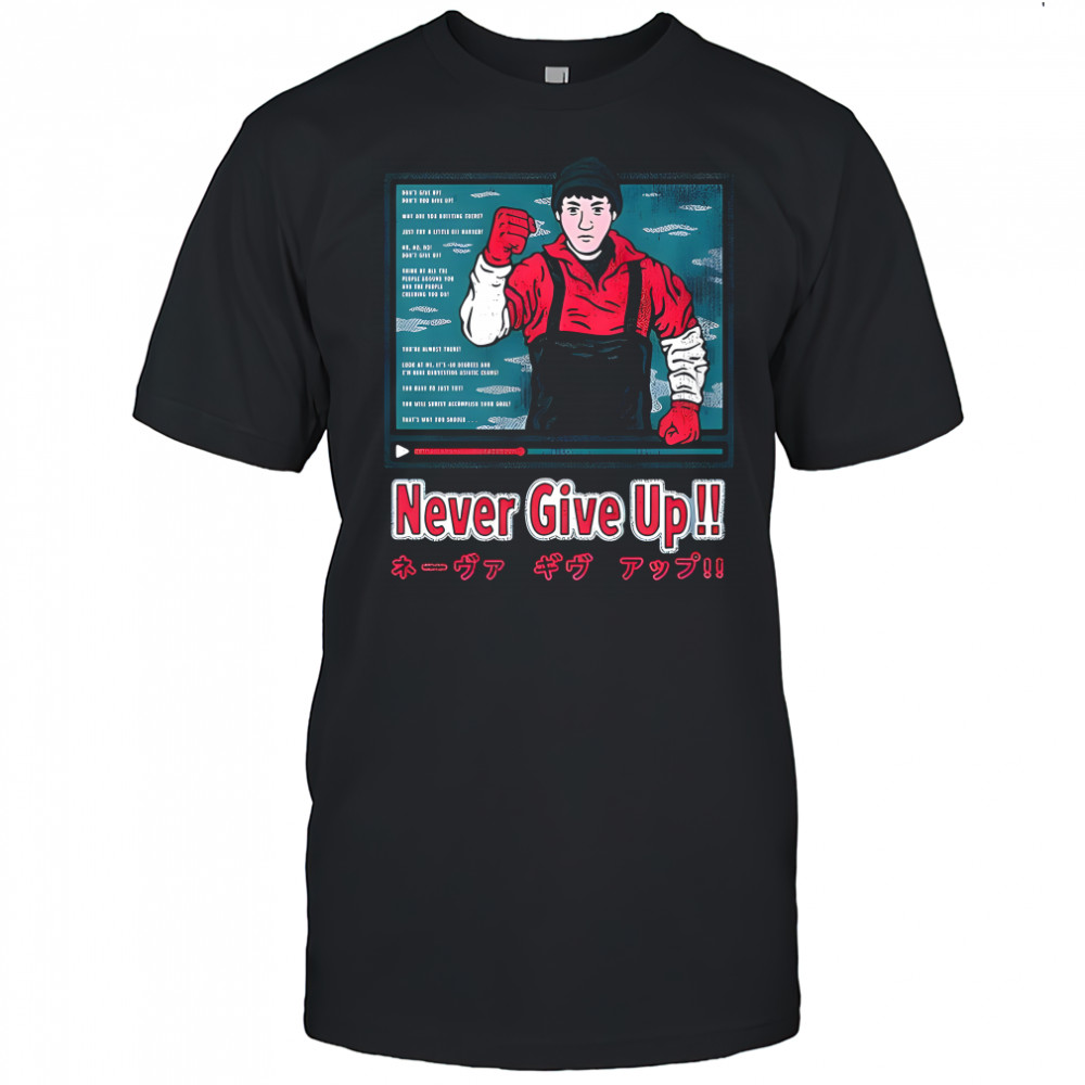 Matsuoka Shuzo Never give up cartoon retro shirt