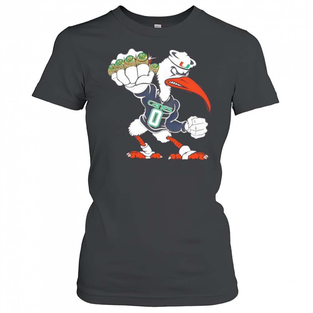 Miami Hurricanes 5 Rings Pow Mascot Shirt