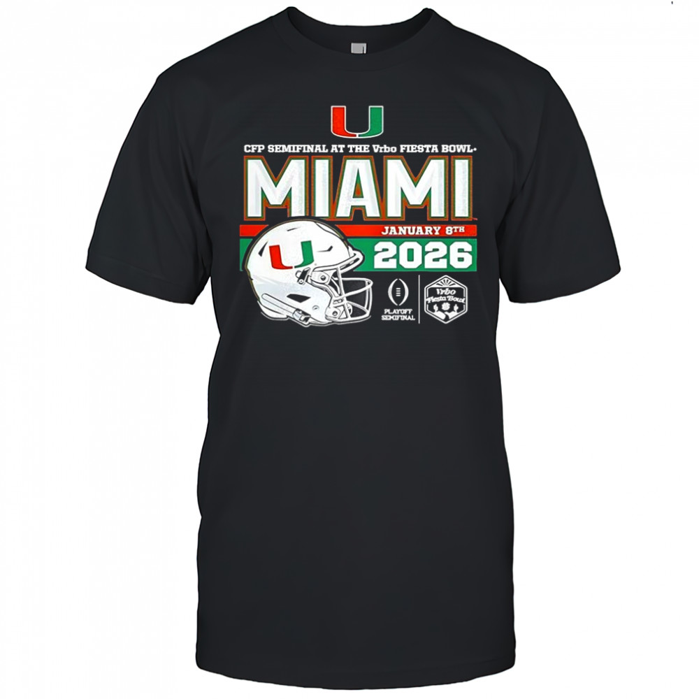 Miami Hurricanes CFP Semifinal Vrbo Fiesta Bowl 2026 helmet shirt