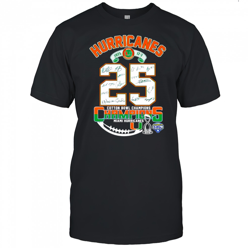 Miami Hurricanes NCAA CFP Cotton Bowl Champions 2025 signature shirt