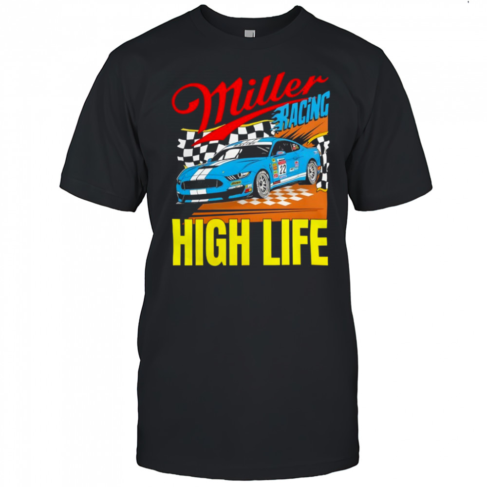 Miller Racing High Life Ford Mustang car graphic shirt