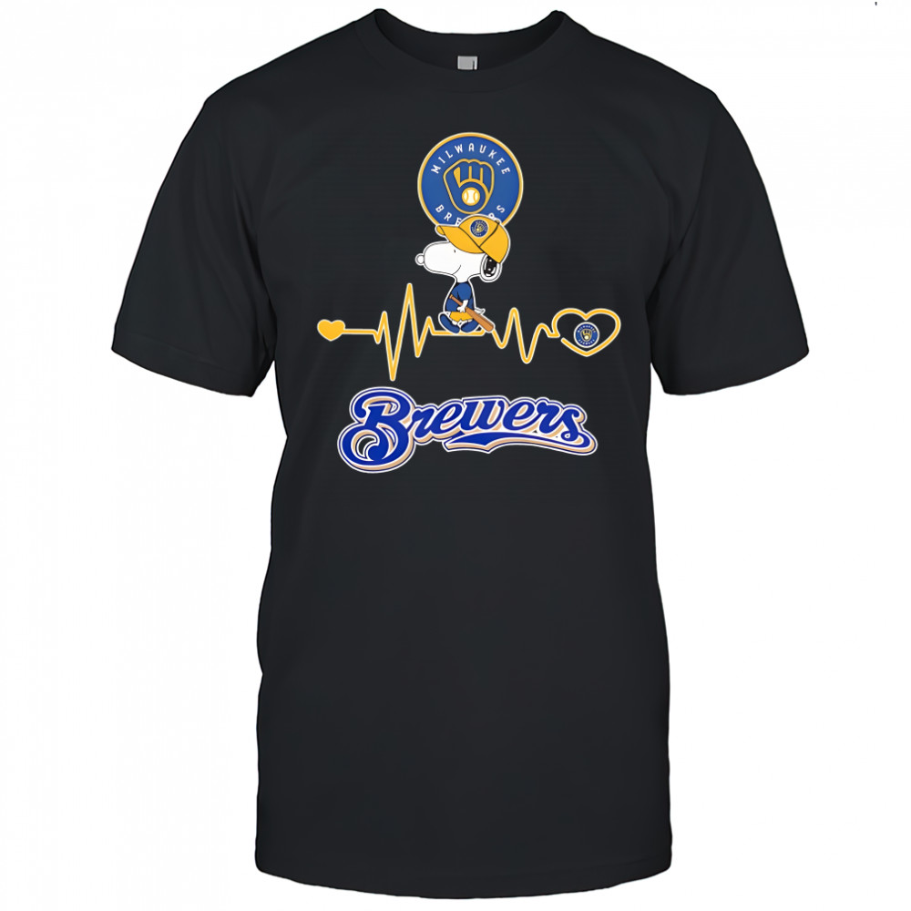 Milwaukee Brewers Peanuts Snoopy in heartbeat shirt