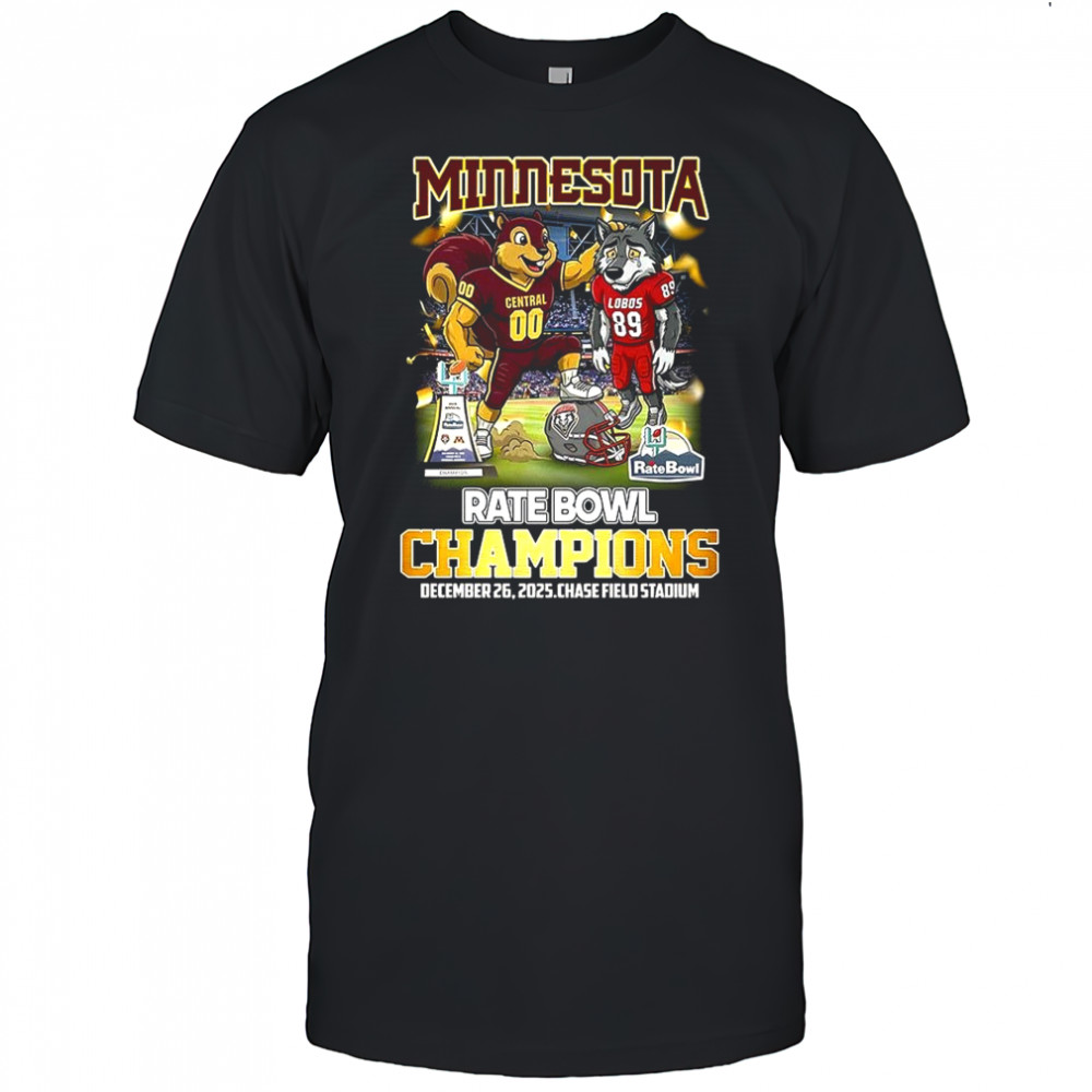 Minnesota Golden Gophers beat New Mexico Lobos 2025 Rate Bowl Champions mascot shirt