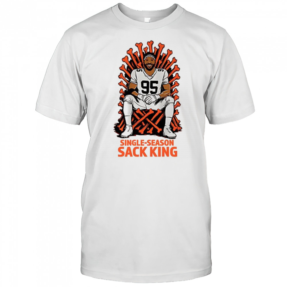 Myles Garrett Cleveland Browns NFL Single-season sack King bone throne shirt