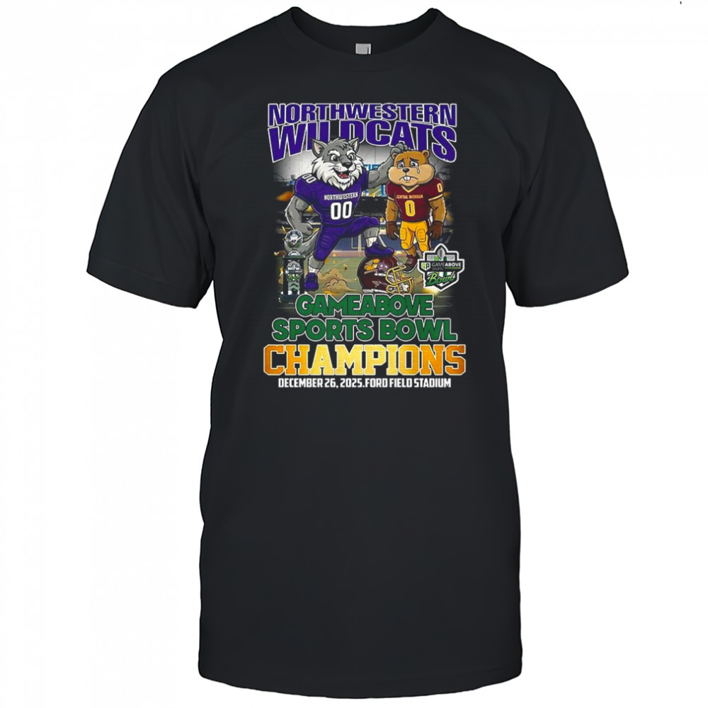 Northwestern Wildcats vs Central Michigan NCAA Gameabove Sports Bowl Champions mascot shirt