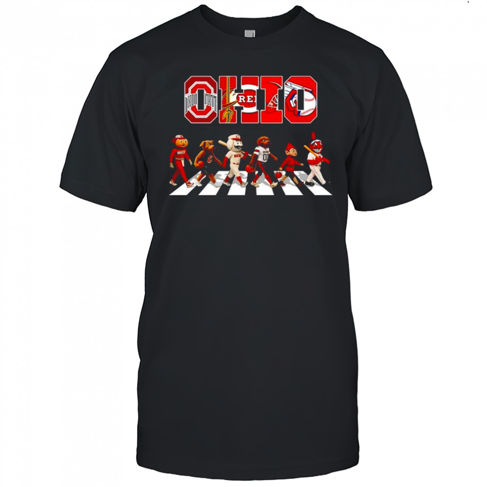 Ohio sports teams mascots walking across Abbey Road shirt