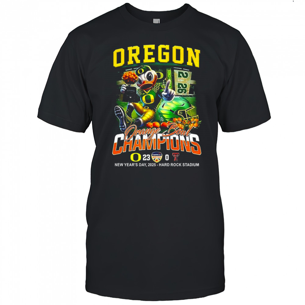 Oregon Ducks NCAA Football Capital One Orange Bowl Champions 2026 winner mascot shirt