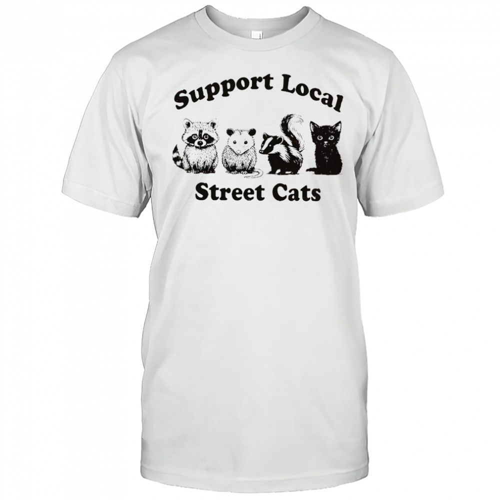 Raccoon opossum skunk black cat support local street cats shirt