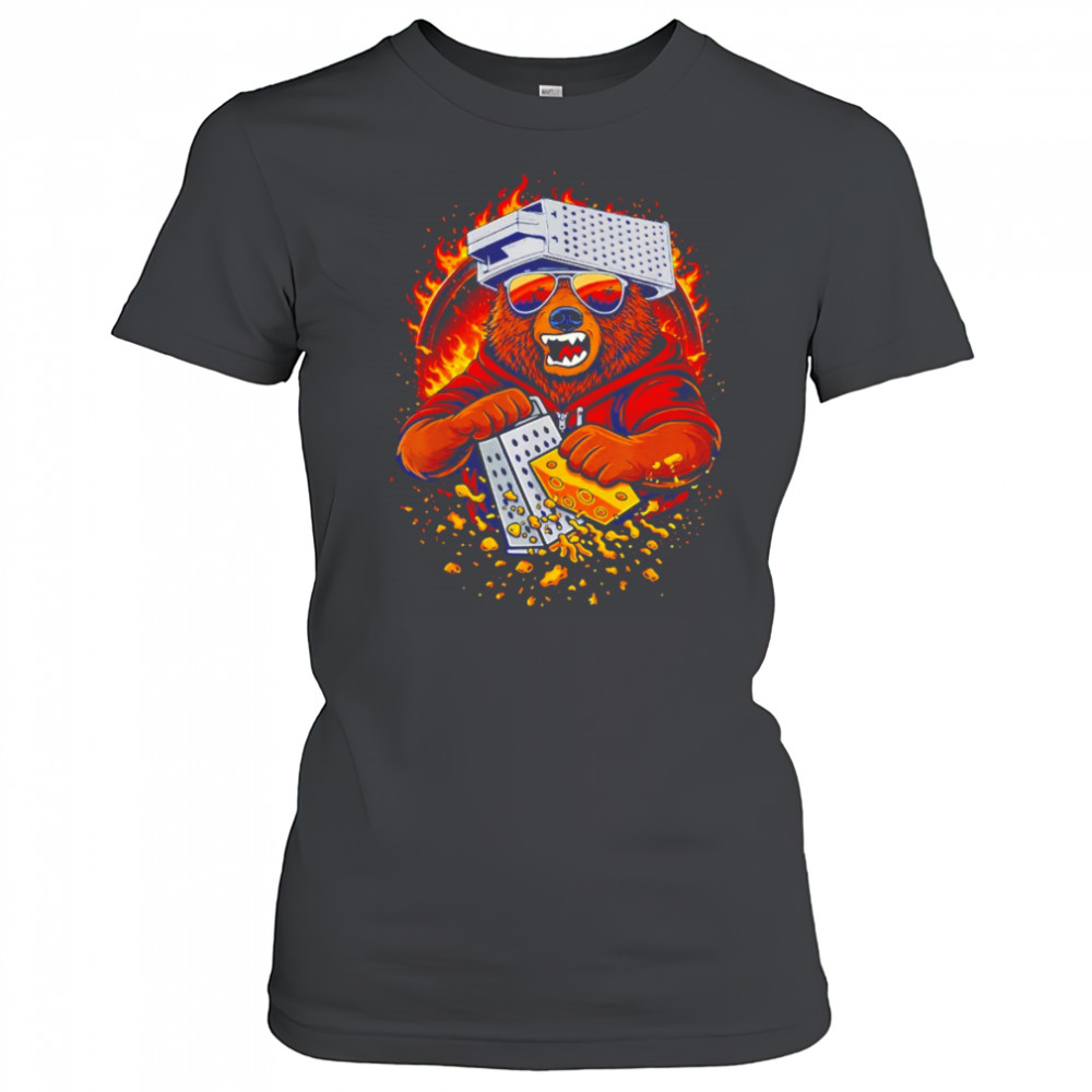 Retro Bear with Cheese Grater Hat and Sunglasses Sunset Chicago Bears shirt