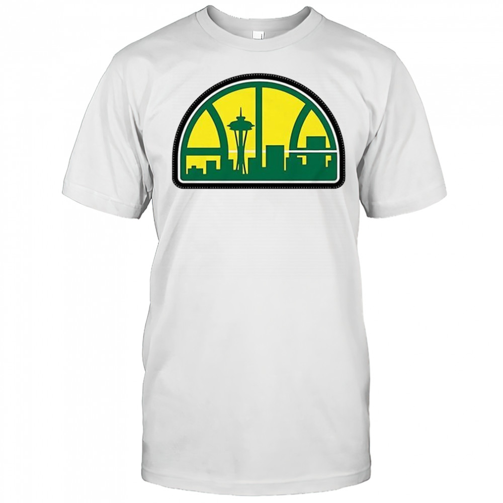 Seattle NBA skyline Hardwood logo shirt