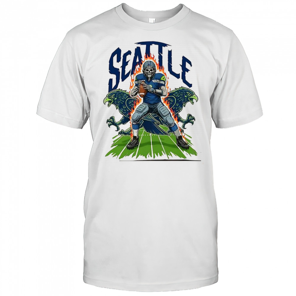Seattle Seahawks football skeleton burning mascot shirt