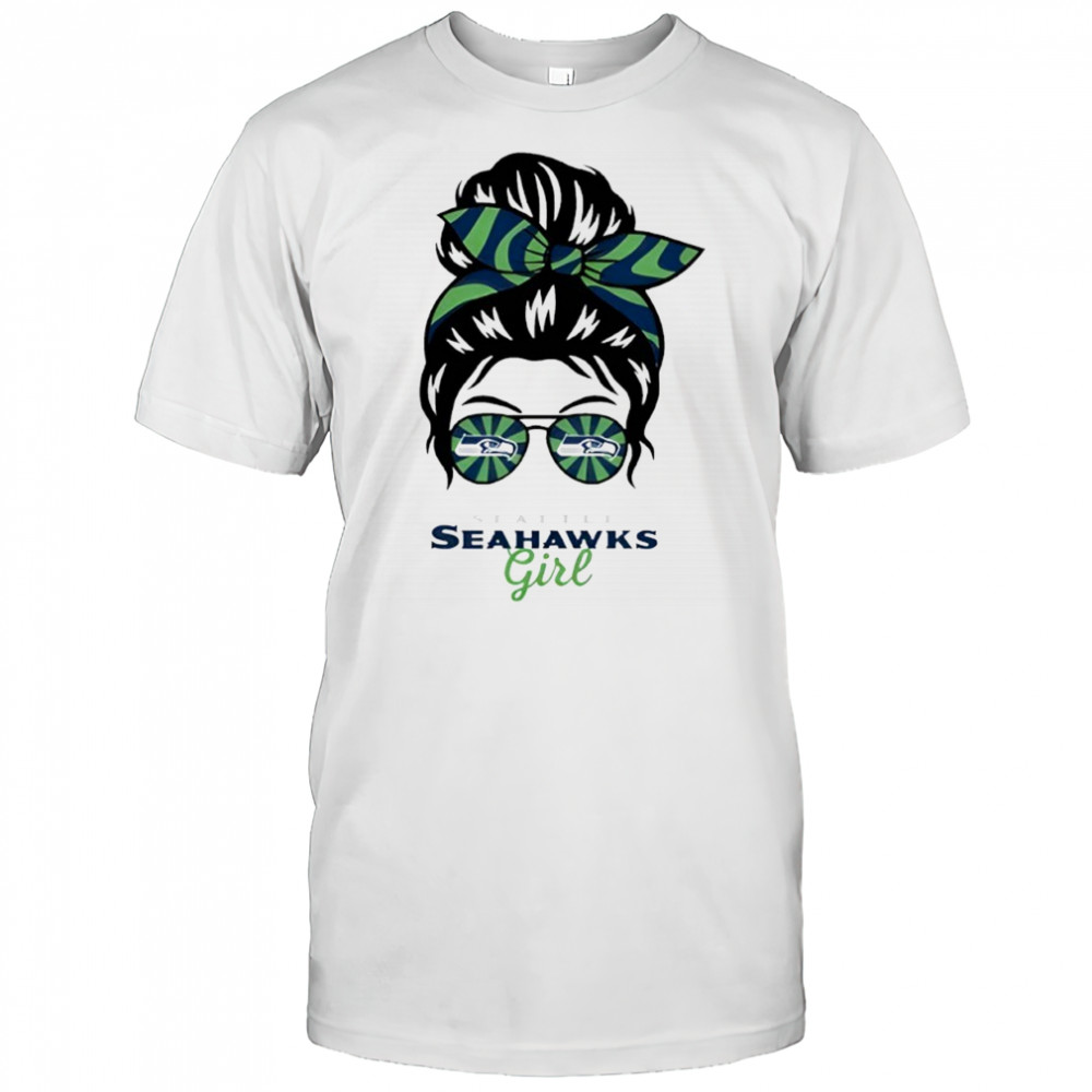 Seattle Seahawks Girl Messy Bun Glasses shirt