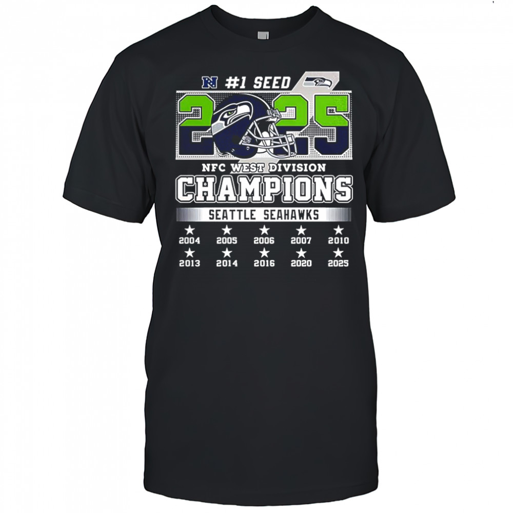 Seattle Seahawks NFC West Champions 2025 2026 seed 1 helmet logo shirt