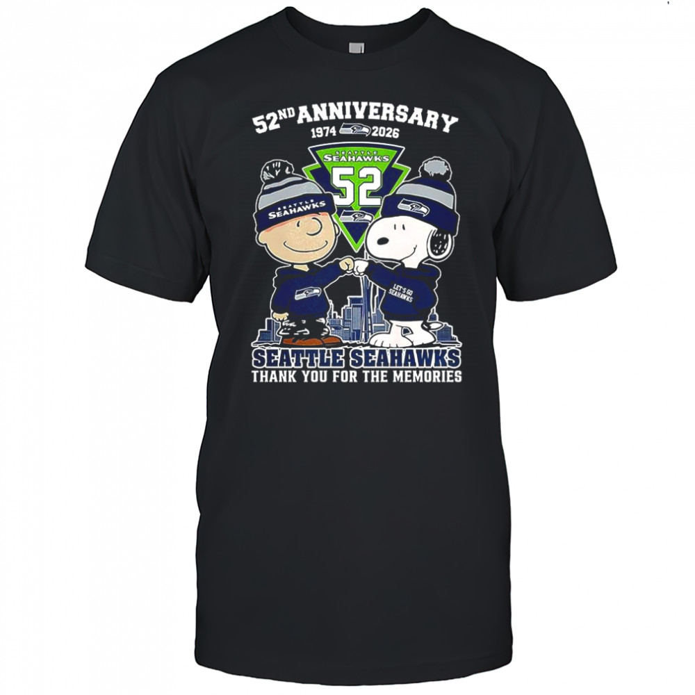 Seattle Seahawks NFL 52nd anniversary X Snoopy and Charlie Brown skyline shirt
