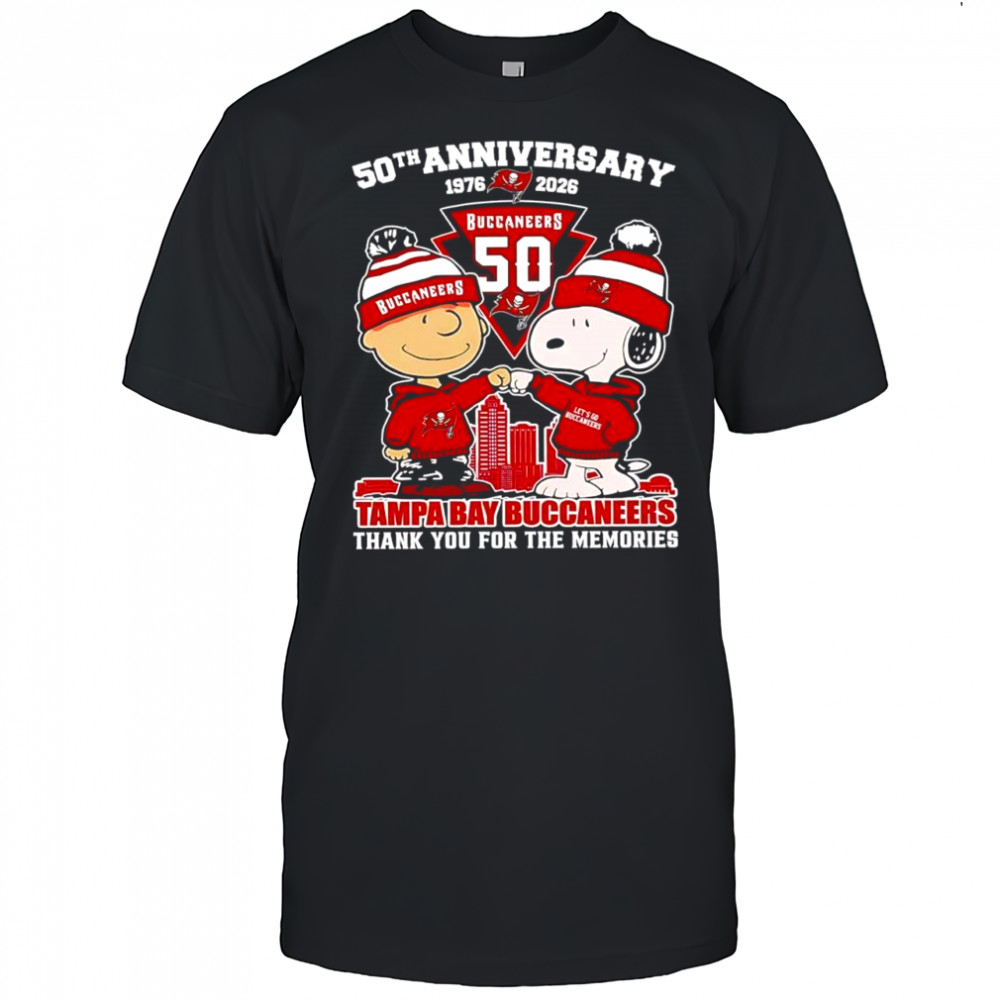 Tampa Bay Buccaneers 50th Anniversary Peanuts Charlie Brown and Snoopy Memories shirt