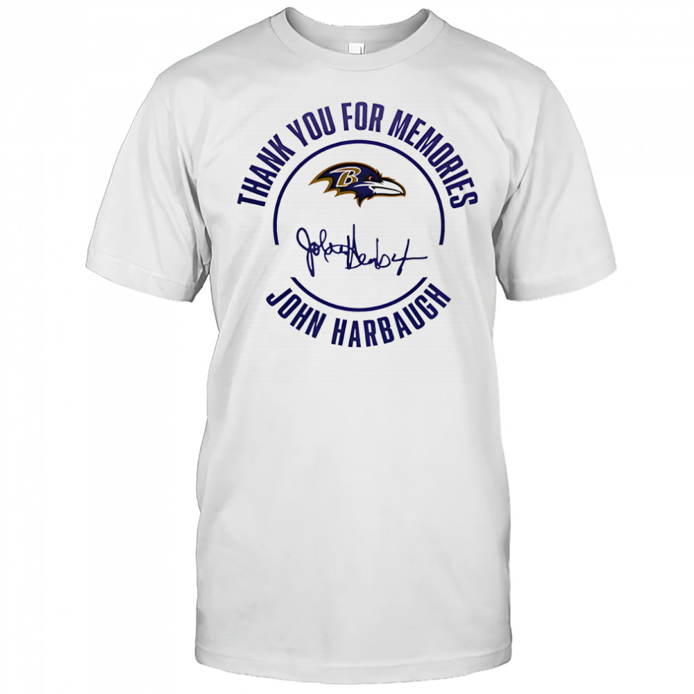 Thank you memories Coach John Harbaugh Baltimore Ravens signature graphic shirt