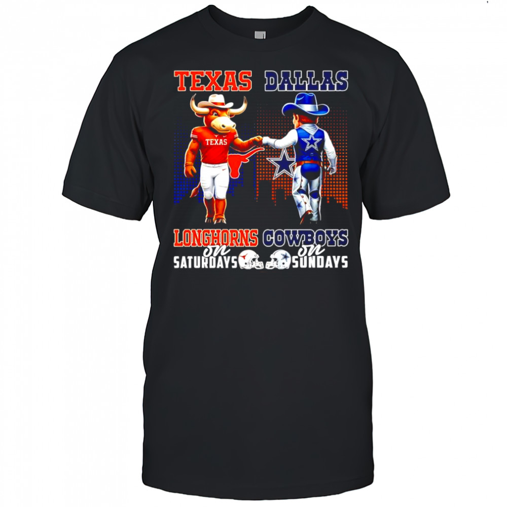 The Texas Longhorns on Saturdays and Dallas Cowboys on Sundays mascots logos shirt