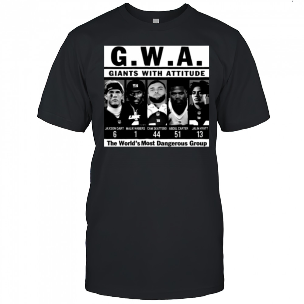 Viral Jaxson Dart Malik Nabers Cam Skattebo Abdul Carter And Jalin Hyatt Gwa Giants With Attitude Tee Shirt