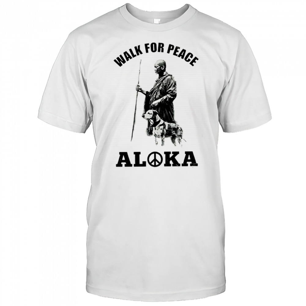 Walk for peace Aloka dog and monks sketch shirt