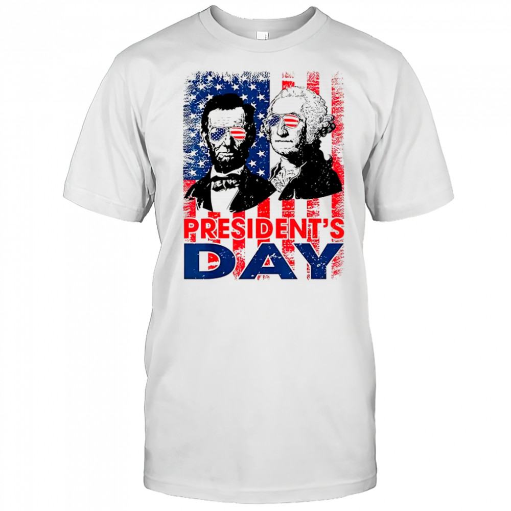 Washington and Lincoln USA flag president’s day retro tribute shirt