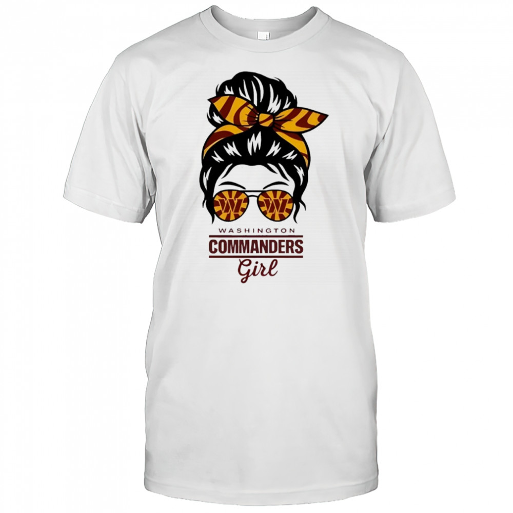 Washington Commanders Girl Messy Bun Glasses shirt