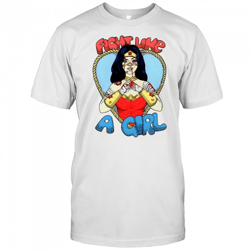 Wonder Woman fight like a girl cartoon retro shirt