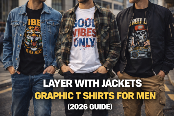 layering graphic t shirts with jackets men streetwear fashion