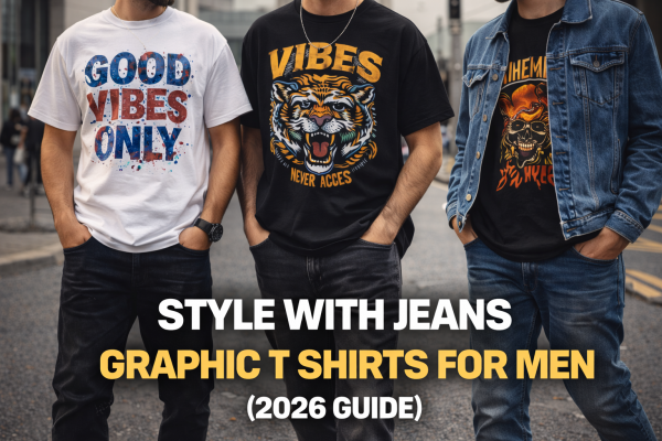 men styling graphic t shirts with denim and casual streetwear outfits