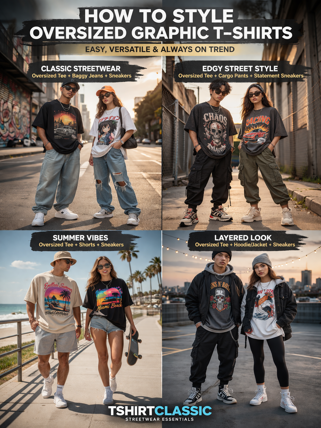 oversized graphic T-shirt outfit streetwear style
