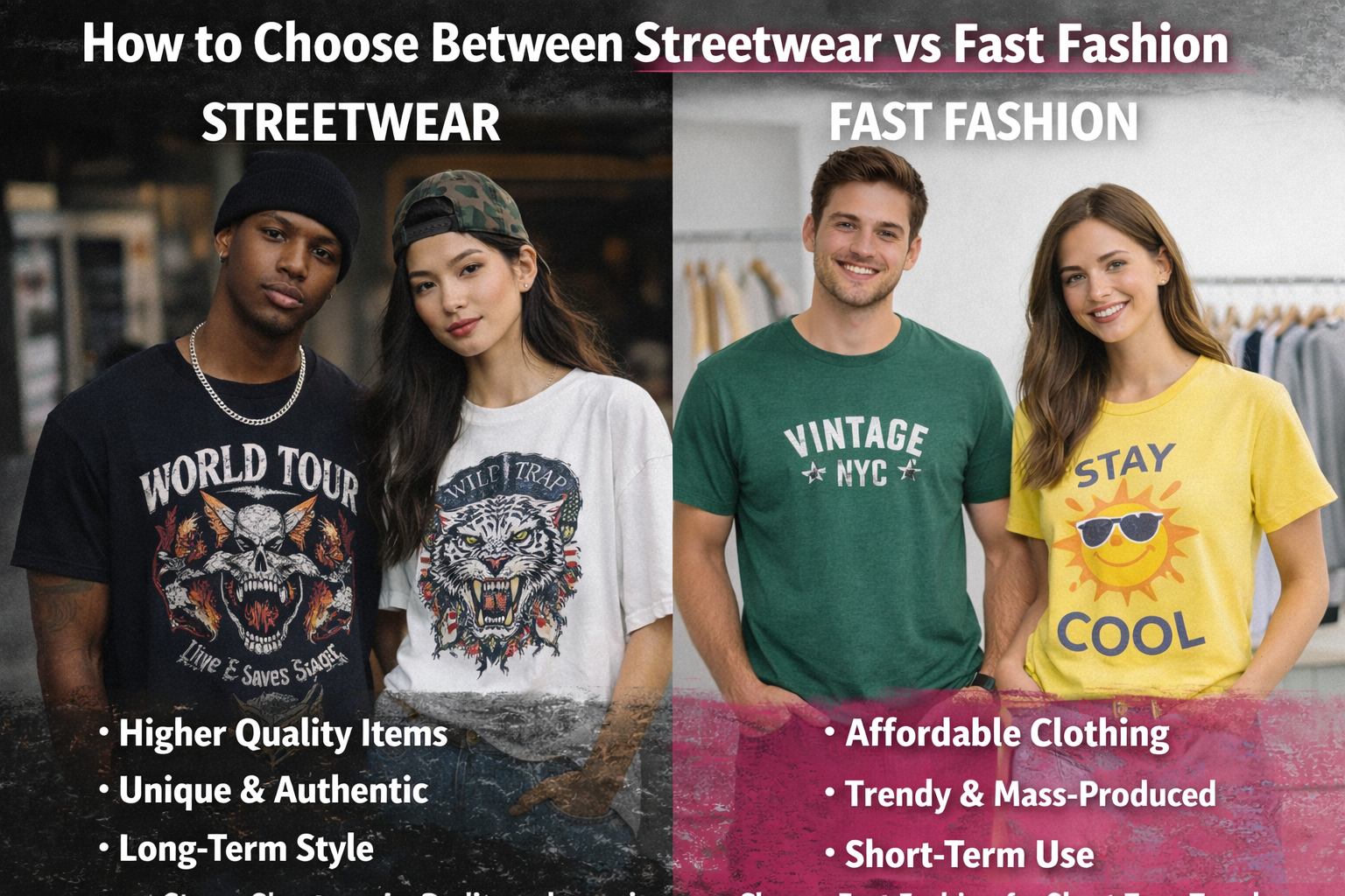 streetwear outfit vs fast fashion outfit