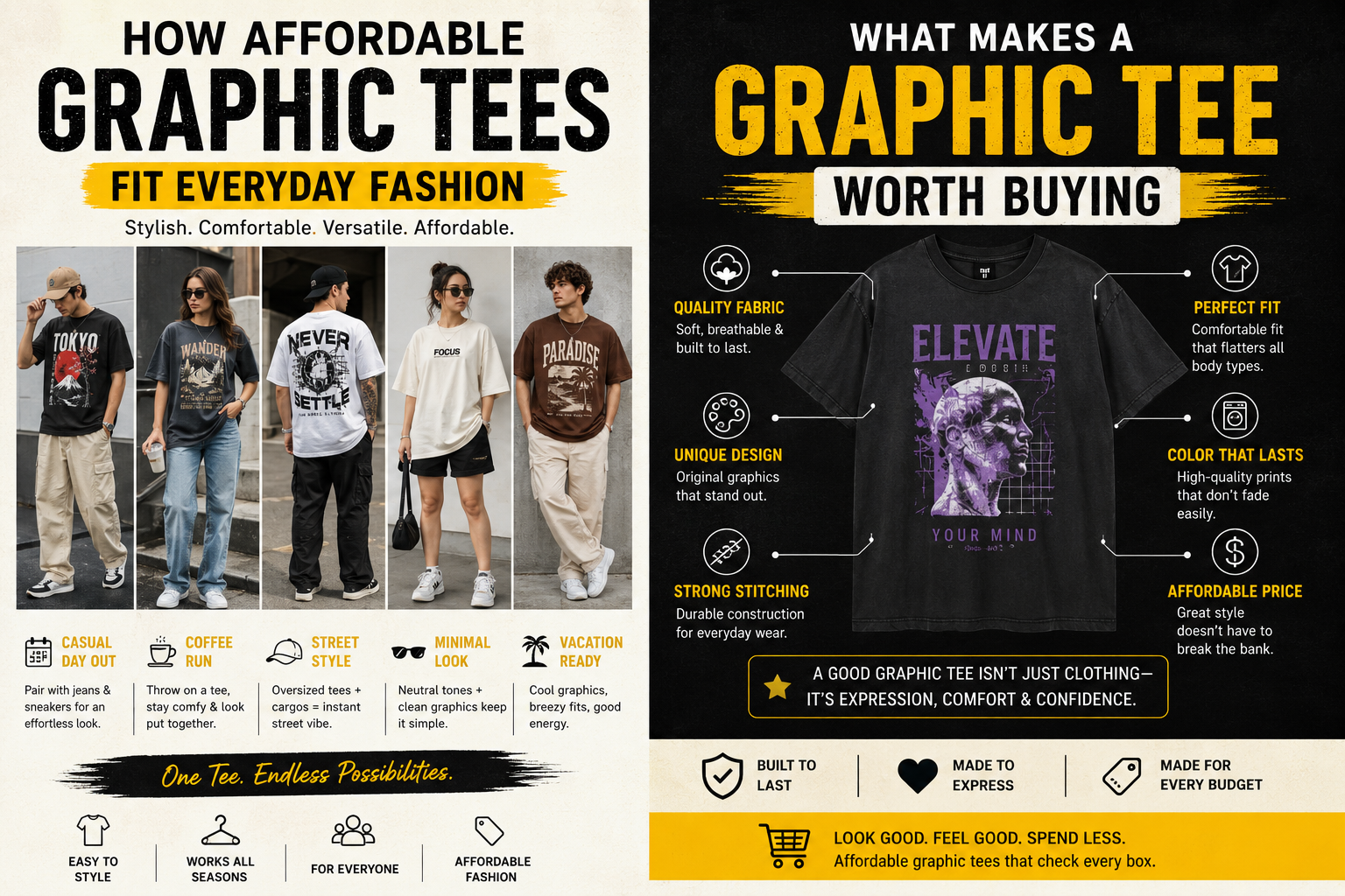affordable graphic T-shirt outfit inspiration