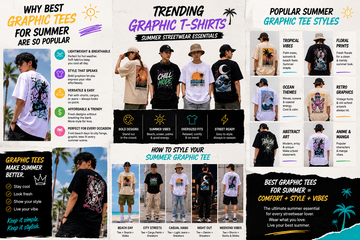 summer graphic tees oversized fashion