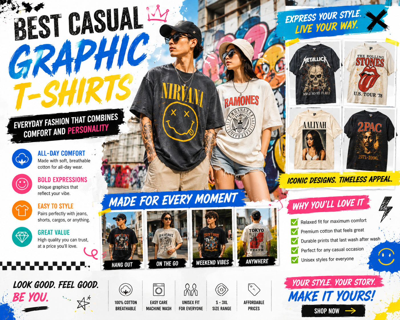 best casual graphic T-shirts everyday fashion style